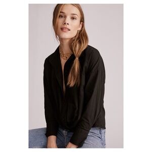 NWOT Anthropologie Stateside Relaxed Twist-front Top in Black  Size XS